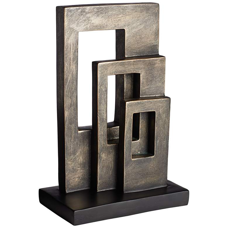 Image 1 Modern Geometric 12 1/5" High Antique Brass Sculpture
