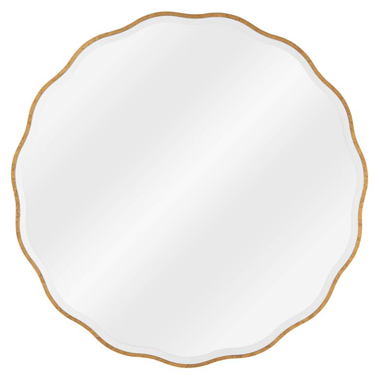 Image 2 Modern Glamour Candice Gold Leaf 32" Round Wall Mirror