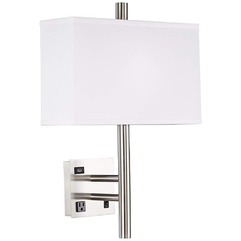 Image 1 Modern Headboard Plug-In Wall Lamp with Outlet and USB Port