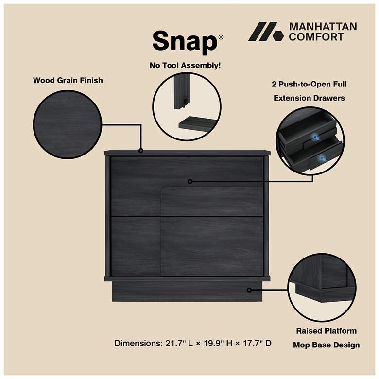 Image 4 Modern Horizon Nightstand with Easy Snap Assembly and 2 Full Extension in more views