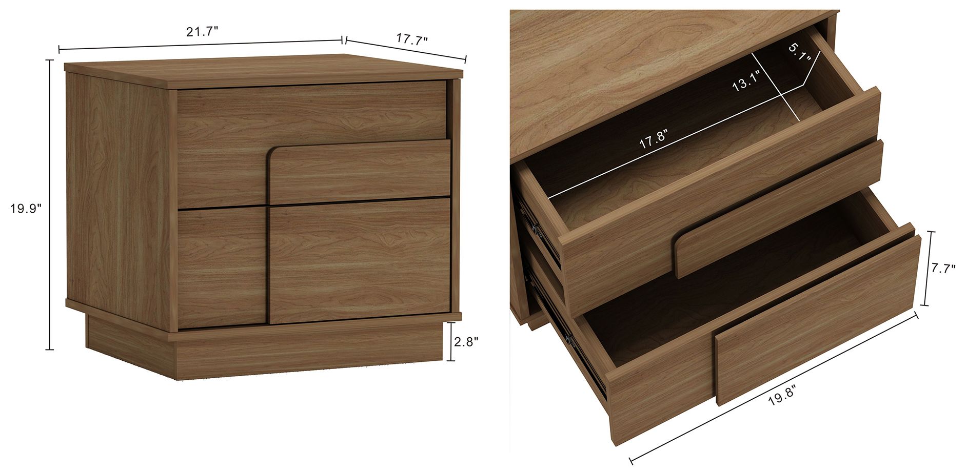 Image 3 Modern Horizon Nightstand with Easy Snap Assembly and 2 Full Extension in more views