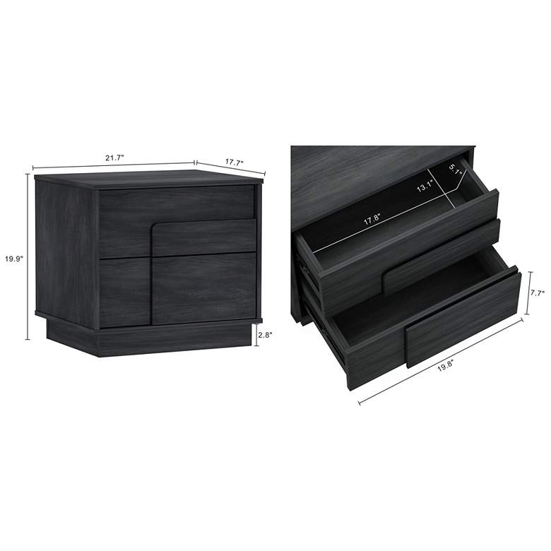 Image 3 Modern Horizon Nightstand with Easy Snap Assembly and 2 Full Extension in - more views