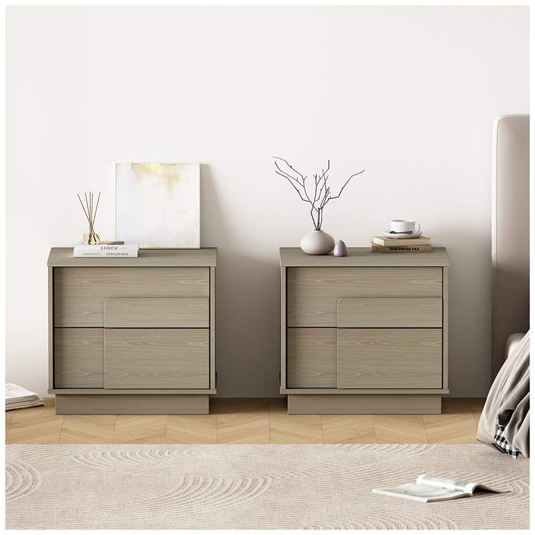 Image 1 Modern Horizon Nightstand with Easy Snap Assembly and 2 Full Extension in -