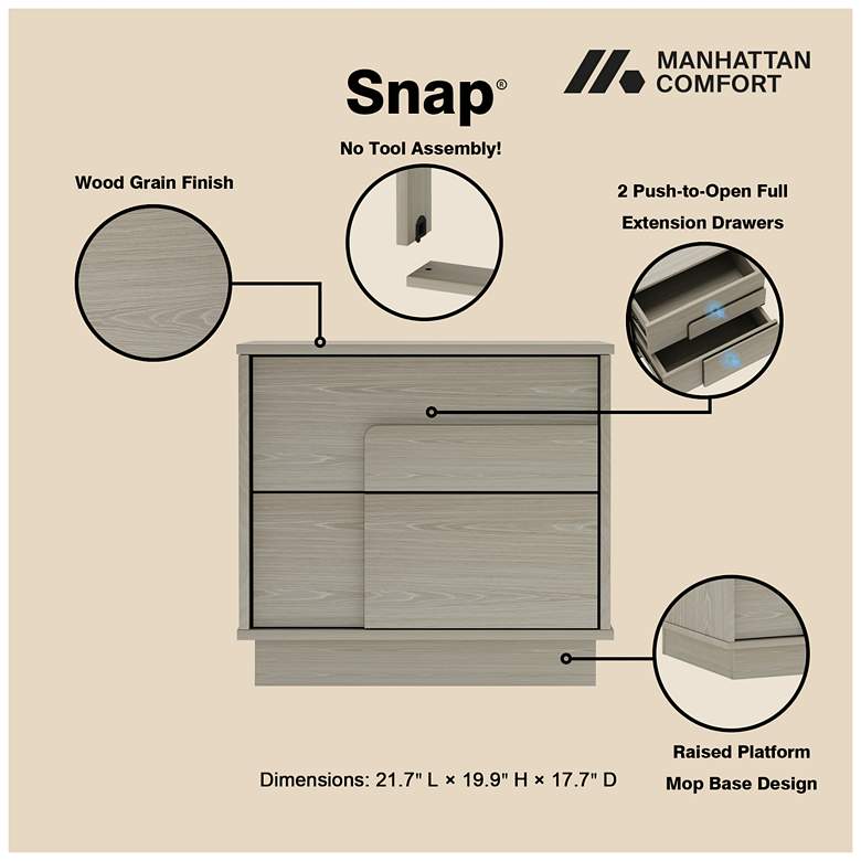 Image 4 Modern Horizon Nightstand with Easy Snap Assembly and 2 Full Extension in - more views