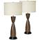 Modern Hourglass Table Lamps with Built-In Outlet Set of 2