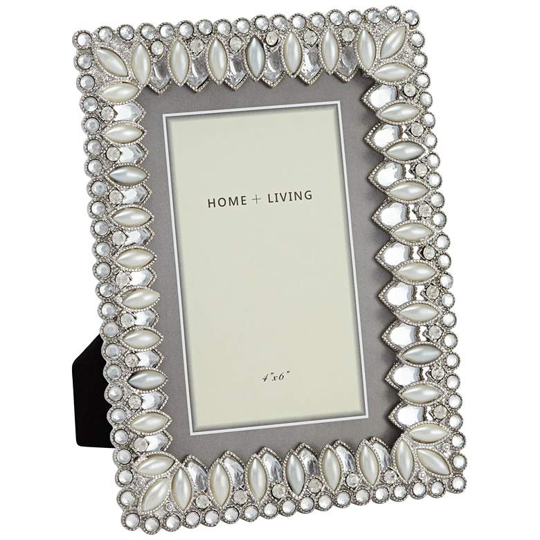 Image 1 Modern Jeweled Silver 4x6 Photo Frame