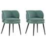 Modern Kaya Pleated Velvet Dining Chair in Mint Green - Set of 2