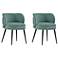 Modern Kaya Pleated Velvet Dining Chair in Mint Green - Set of 2