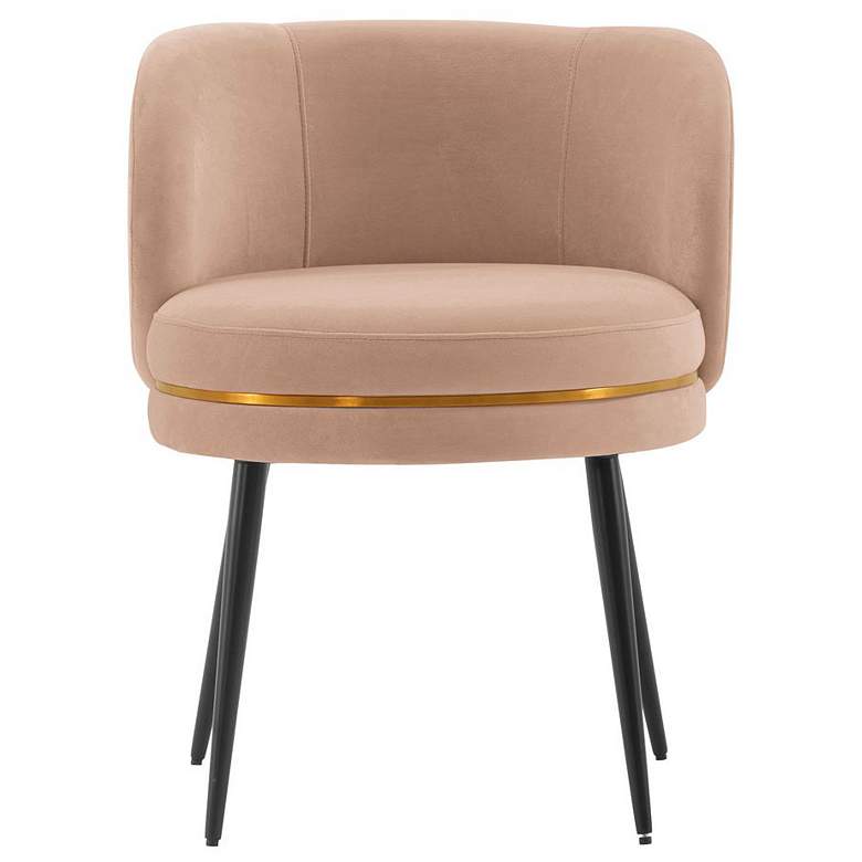 Image 1 Modern Kaya Pleated Velvet Dining Chair in Nude