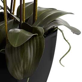 Image4 of Modern Large White Faux Orchid in Black Pot more views