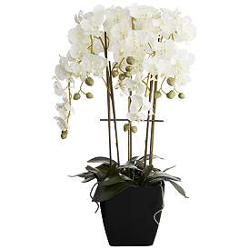 Image5 of Modern Large White Faux Orchid in Black Pot more views
