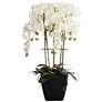 Modern Large White Faux Orchid in Black Pot