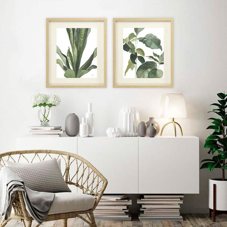 Image 1 Modern Leaves II 28" High 2-Piece Giclee Framed Wall Art Set