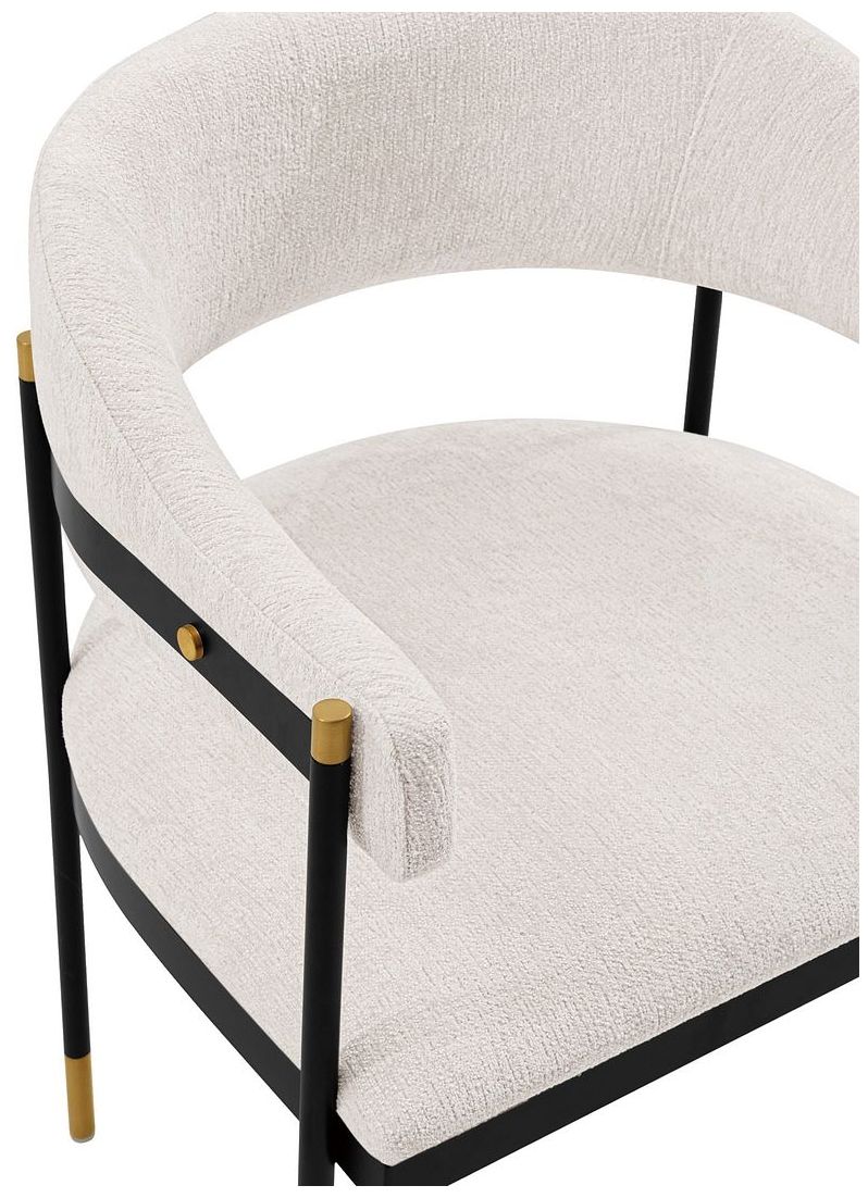 Image 4 Modern Lia Chenille Dining Armchair in Cream - Set of 2 more views