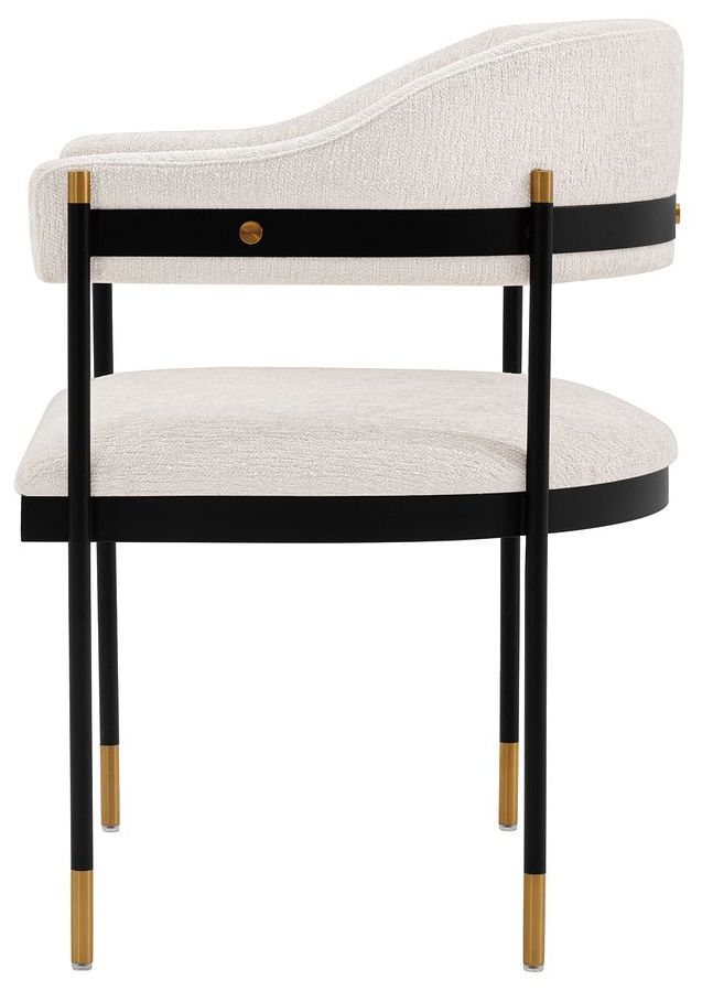 Image 5 Modern Lia Chenille Dining Armchair in Cream - Set of 2 more views