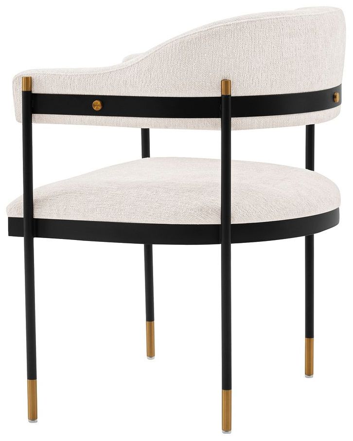 Image 6 Modern Lia Chenille Dining Armchair in Cream - Set of 2 more views