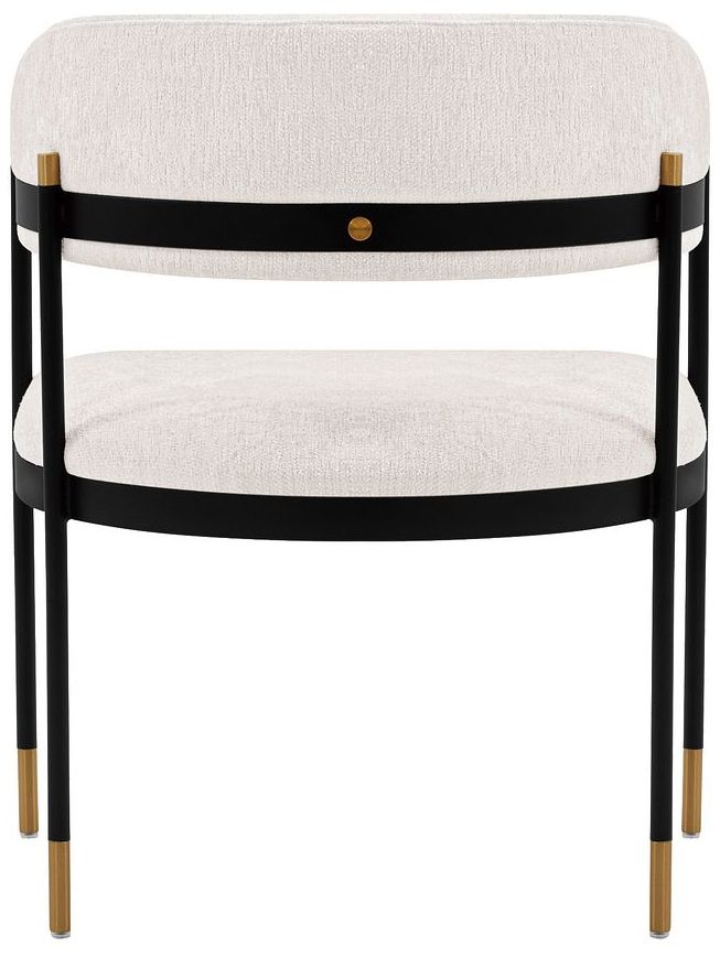 Image 7 Modern Lia Chenille Dining Armchair in Cream - Set of 2 more views