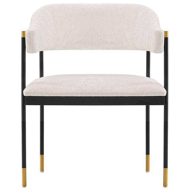 Image 1 Modern Lia Chenille Dining Armchair in Cream