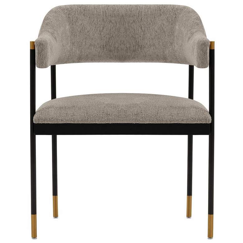 Image 1 Modern Lia Chenille Dining Armchair in Stone