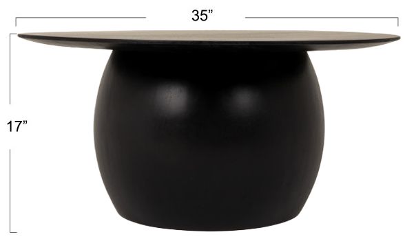 Image 3 Modern Mango Wood Round Accent Table, Black more views