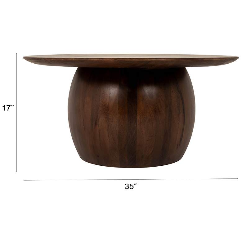 Image 3 Modern Mango Wood Round Accent Table, Dark Walnut more views