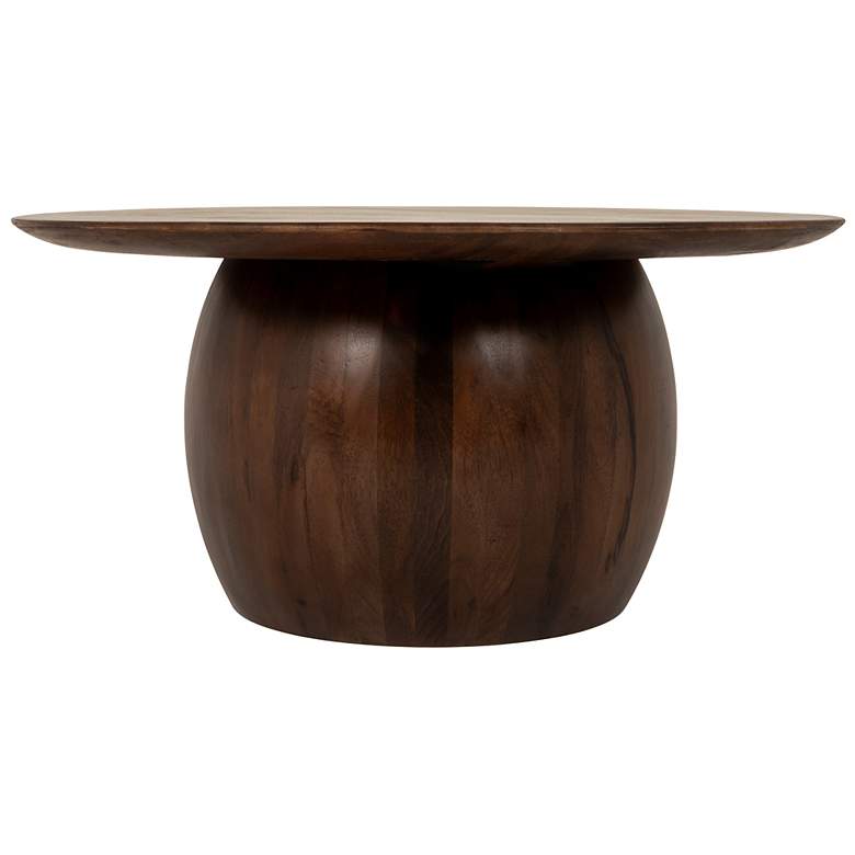Image 6 Modern Mango Wood Round Accent Table, Dark Walnut more views