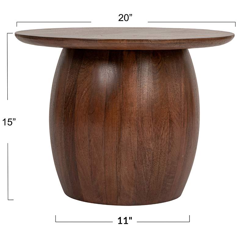 Image 3 Modern Mango Wood Round Accent Table, Walnut more views
