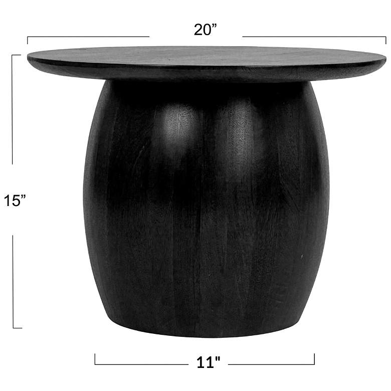 Image 3 Modern Mango Wood Round Side Table, Black more views