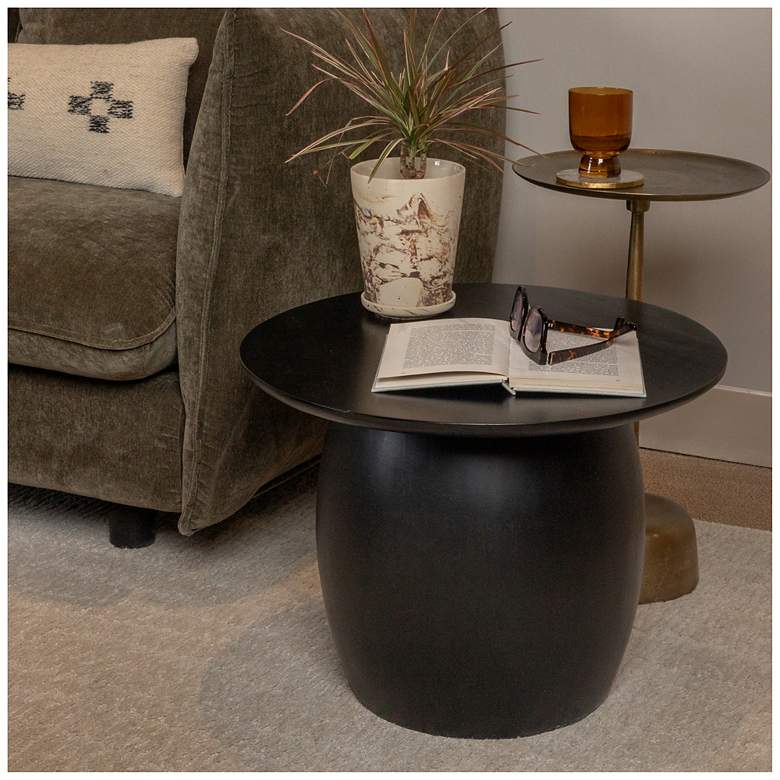Image 4 Modern Mango Wood Round Side Table, Black more views