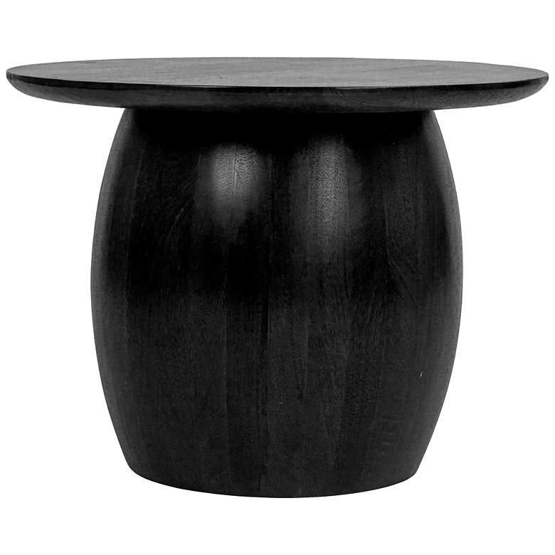 Image 5 Modern Mango Wood Round Side Table, Black more views