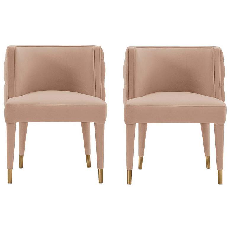 Image 1 Modern Maya Tufted Velvet Dining Chair in Nude  - Set of 2