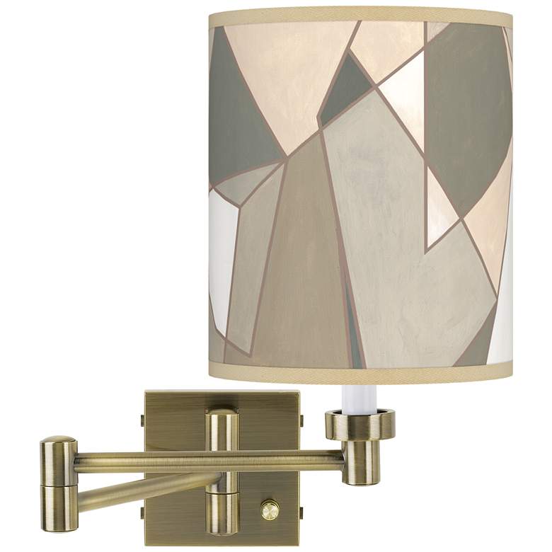 Image 1 Modern Mosaic I Antique Brass Swing Arm Wall Lamp