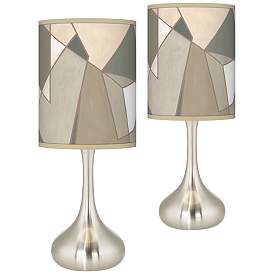 Image1 of Modern Mosaic I Giclee Shade Modern Droplet Table Lamps - Set of 2
