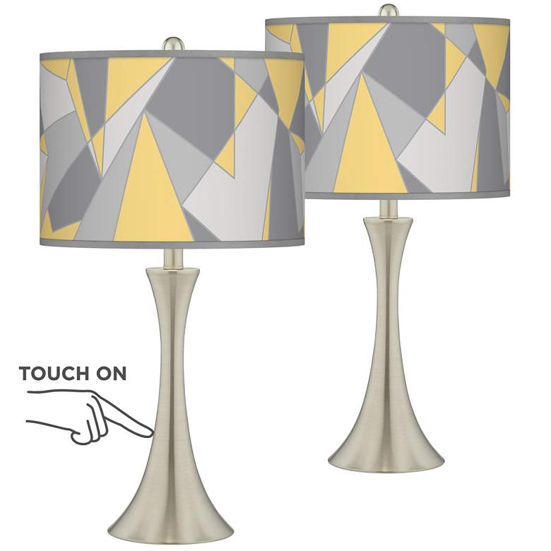 Image 1 Modern Mosaic Ii Trish Brushed Nickel Touch Table Lamps Set of 2
