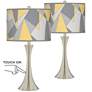 Modern Mosaic Ii Trish Brushed Nickel Touch Table Lamps Set of 2