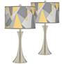 Modern Mosaic Ii Trish Brushed Nickel Touch Table Lamps Set of 2