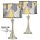Modern Mosaic Ii Trish Brushed Nickel Touch Table Lamps Set of 2