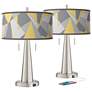 Modern Mosaic II Vicki Nickel USB Table Lamps Set of 2