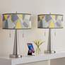 Modern Mosaic II Vicki Nickel USB Table Lamps Set of 2