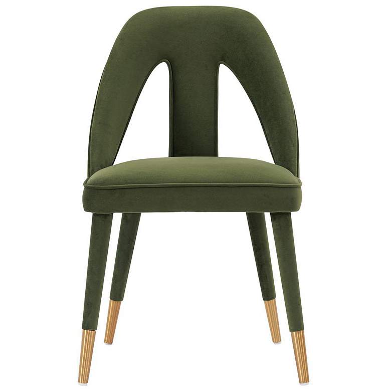 Image 1 Modern Neda Velvet Dining Chair in Olive Green