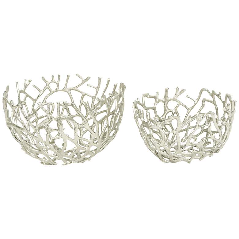Image 2 Modern Nest Silver Metal Decorative Bowls Set of 2