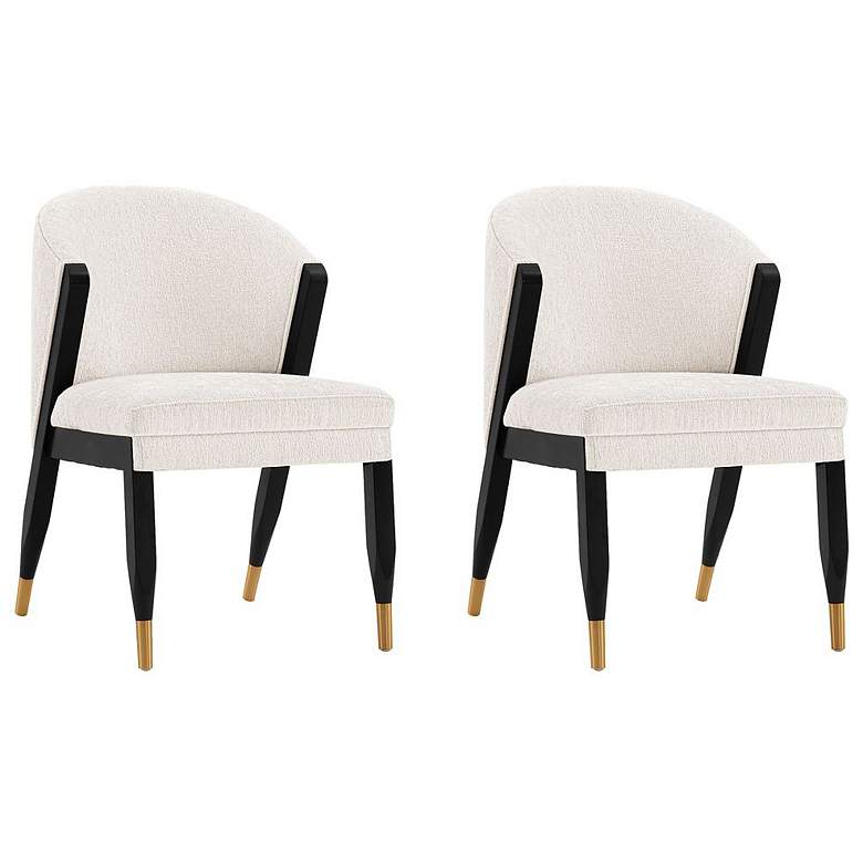 Image 1 Modern Ola Chenille Dining Chair in Cream- Set of 2