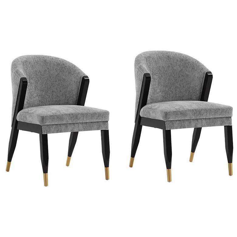 Image 1 Modern Ola Chenille Dining Chair in Grey- Set of 2