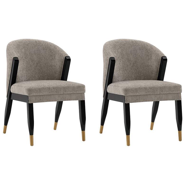 Image 1 Modern Ola Chenille Dining Chair in Stone- Set of 2