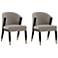 Modern Ola Chenille Dining Chair in Stone- Set of 2