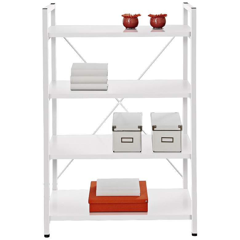 Image 1 Modern Open Frame 4-Shelf White Bookcase