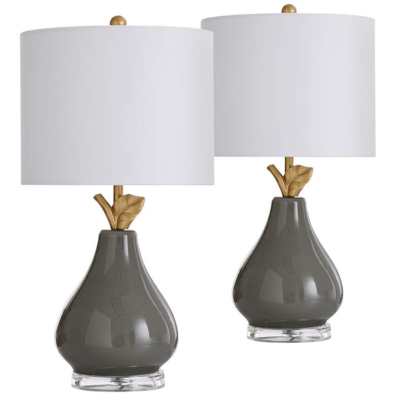 Image 1 Modern Pear 18 inch High Accent Table Lamps Set of 2