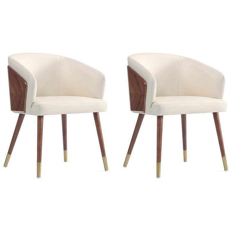 Image 1 Modern Reeva Dining Chair in Walnut and Cream Leatherette-Set of 2