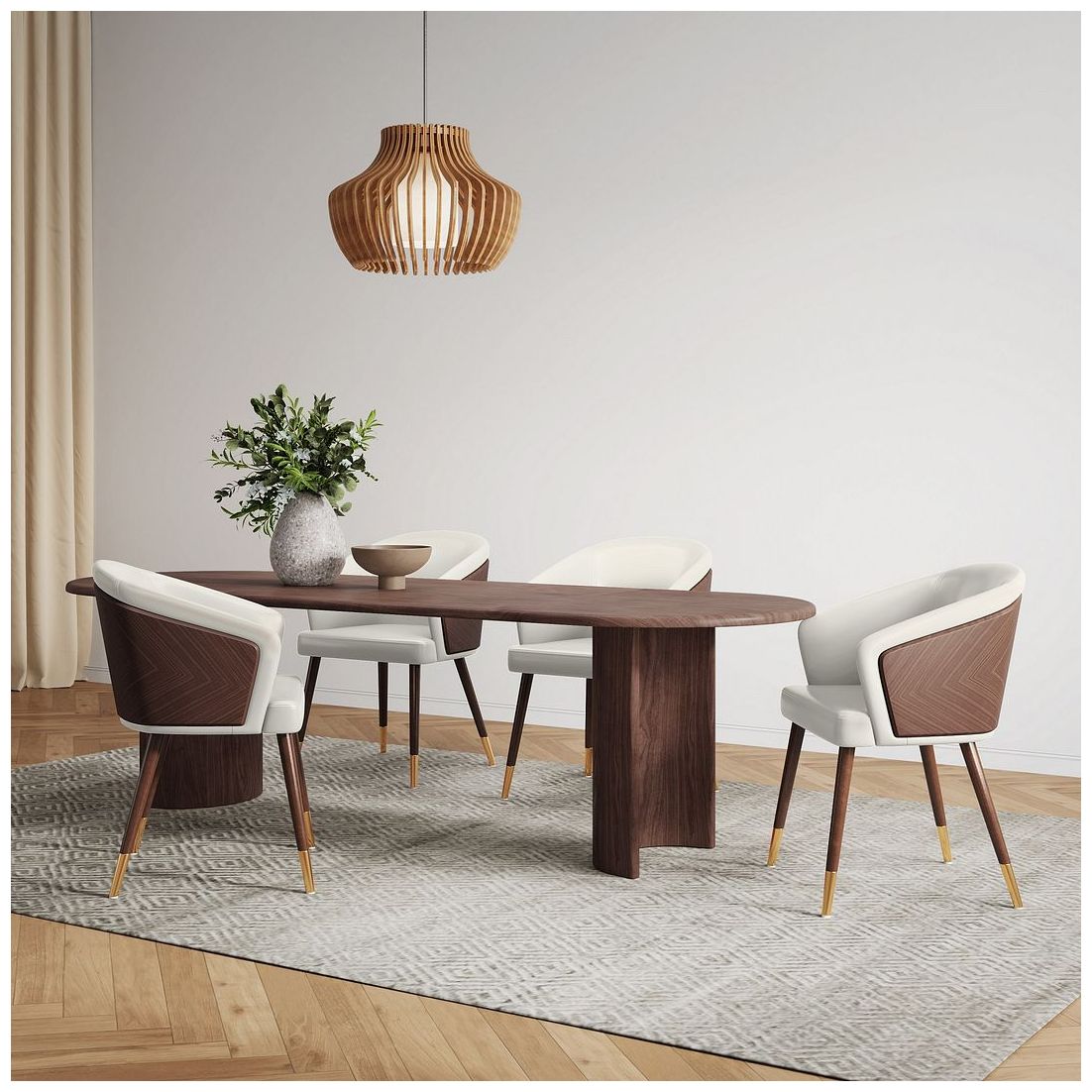 Image 2 Modern Reeva Dining Chair in Walnut and Cream Leatherette more views