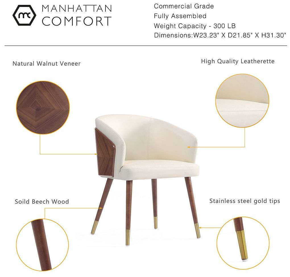 Image 4 Modern Reeva Dining Chair in Walnut and Cream Leatherette more views